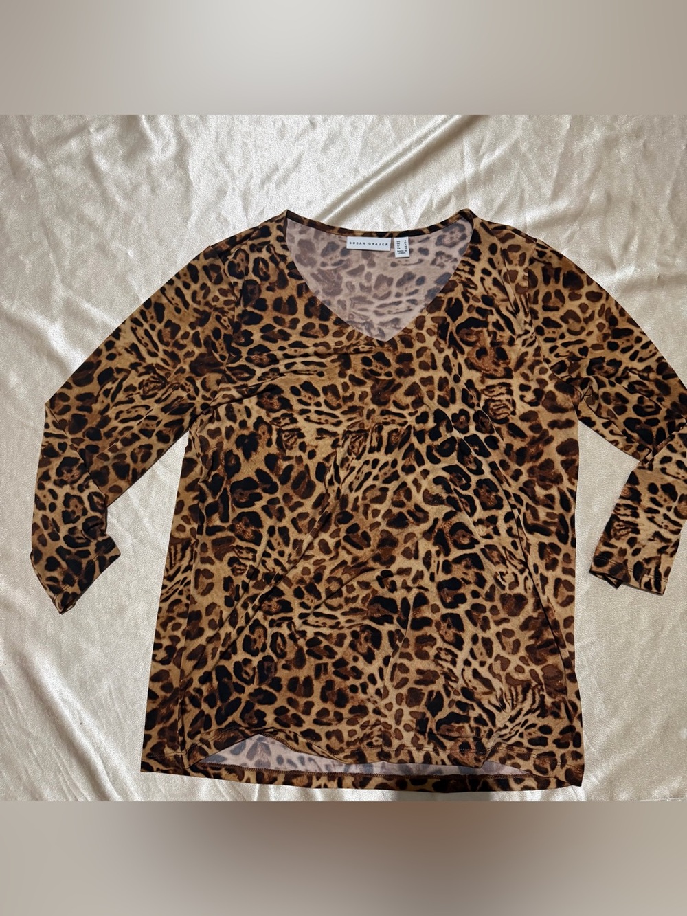 Susan Graver Liquid Knit Print Top Size Small